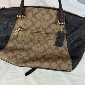 Coach Purse Tan/Brown With Black Shoulder Bag
